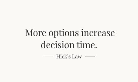 Black text on a light background reading “More options increase decision time — Hick’s Law”