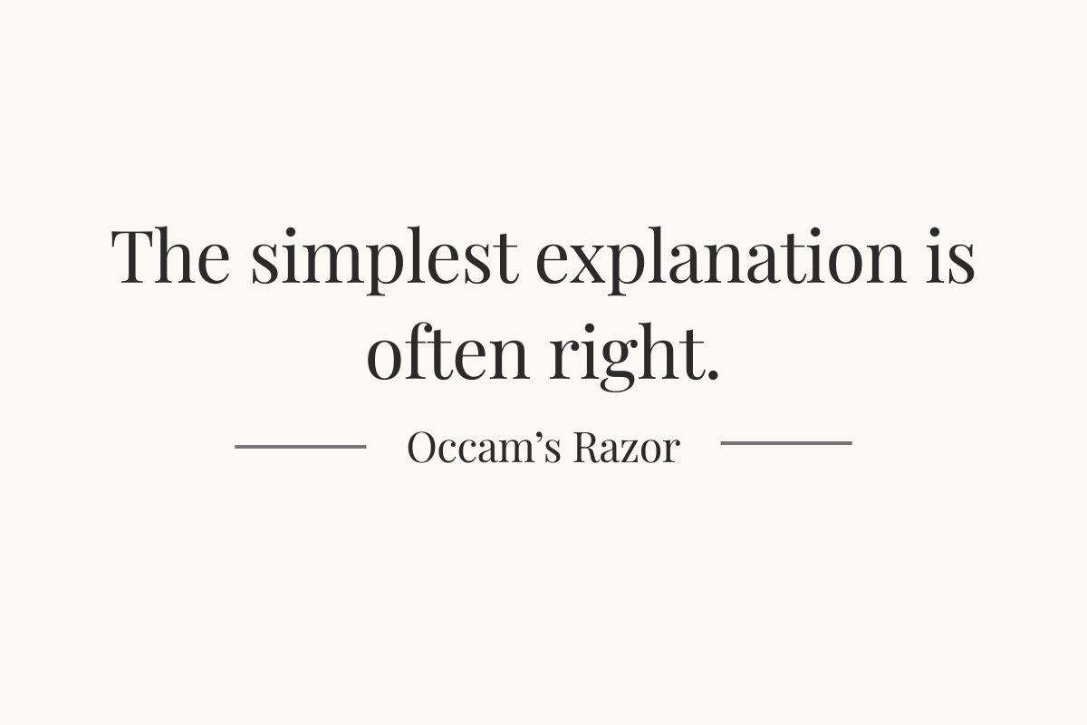 Occam’s Razor principle showing that the simplest explanation is often right
